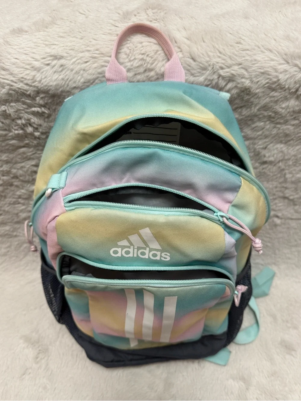 adidas Pastel Rainbow Gradient Backpack and Lunch bag set- Mint, Pink, Yellow - Picture 12 of 16